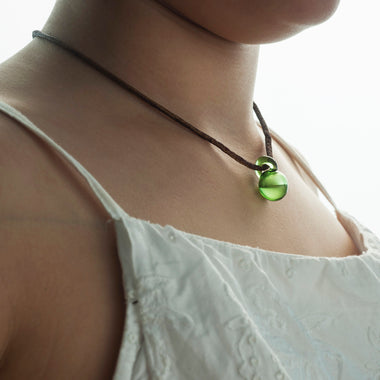 Petite E Pendant, green glass