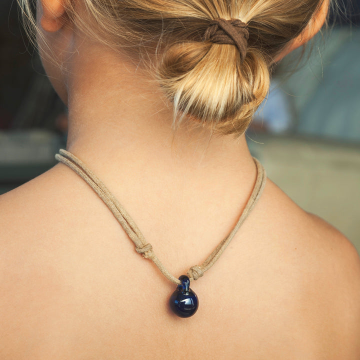 Petite E Pendant, blue glass